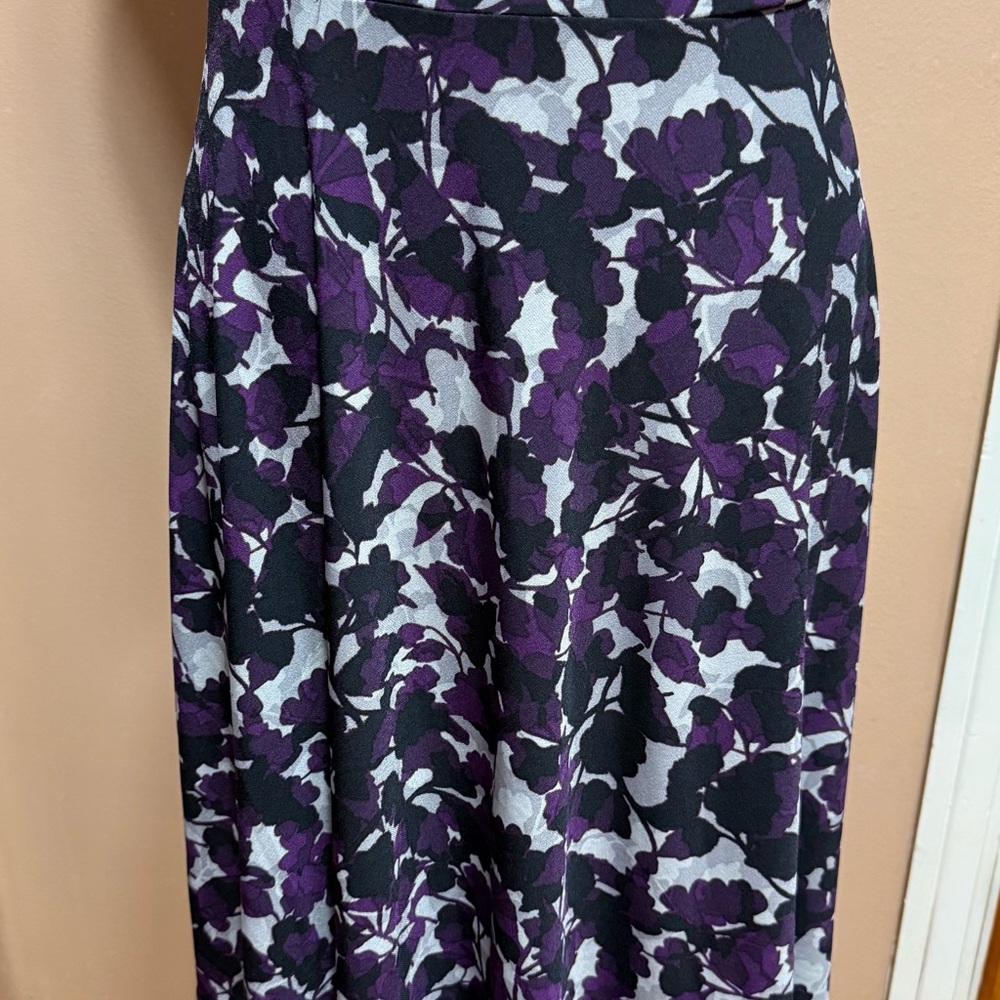 George Purple and Black A-Line Midi Skirt for Work